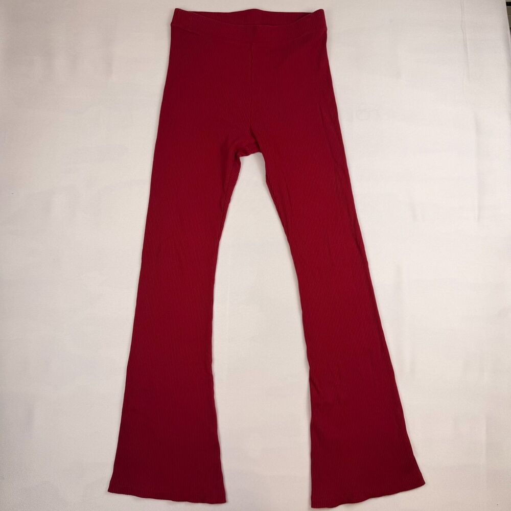 Pink Victoria's Secret Ribbed Flare Leggings Red High Rise Large